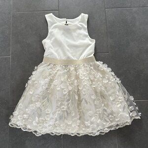 Floral Sequin Embroidered Asymmetrical Hem Dress (Big Girls)